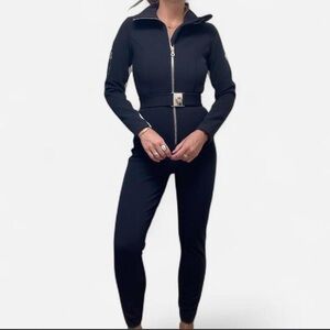 Cordova Belted in the Boot Waterproof Stretch Striped Ski Suit Black & White M
